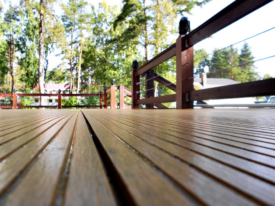 Deck With Trees In Background